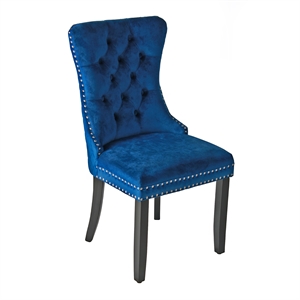 better home products sofia velvet upholstered tufted dining chair set in blue
