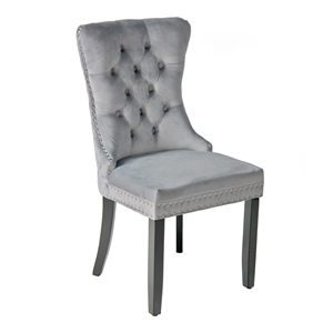 better home products sofia velvet upholstered tufted dining chair set in gray