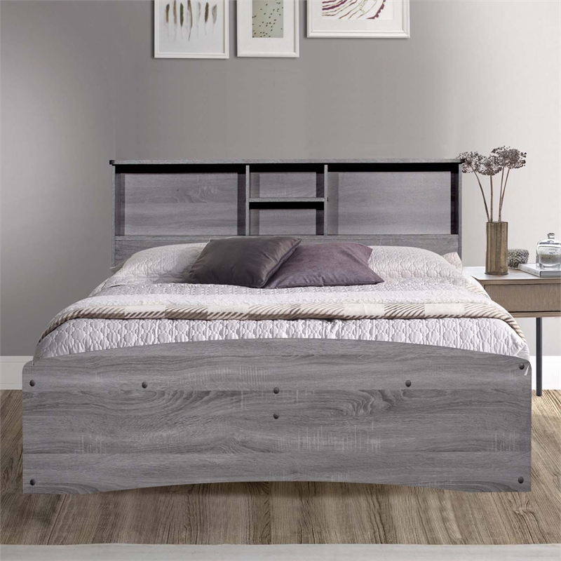 Better Home Products California Wooden Full Captains Bed in Gray