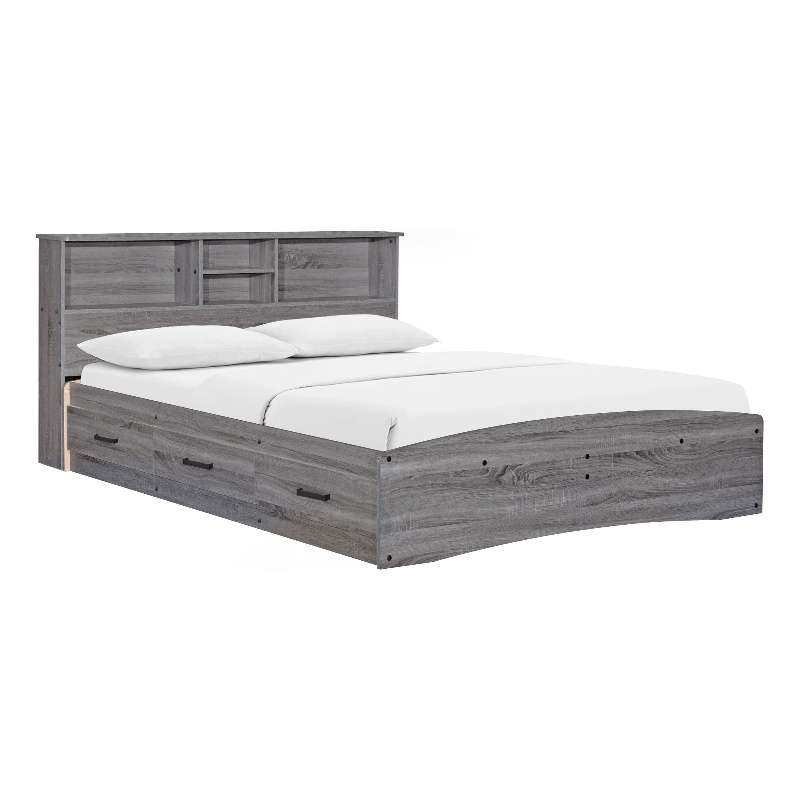 Better Home Products California Wooden Full Captains Bed in Gray
