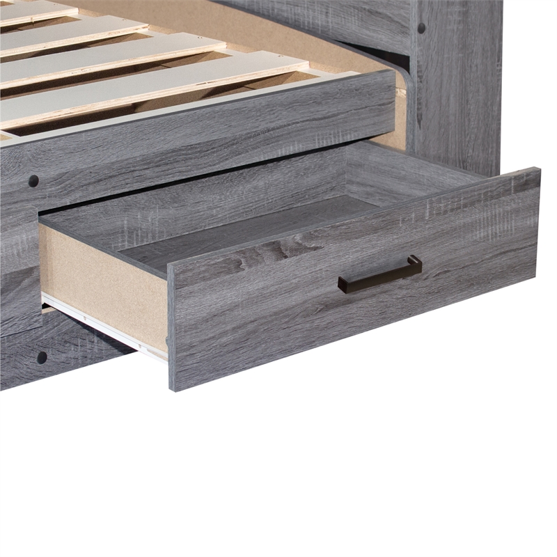 Better Home Products California Wooden Full Captains Bed in Gray