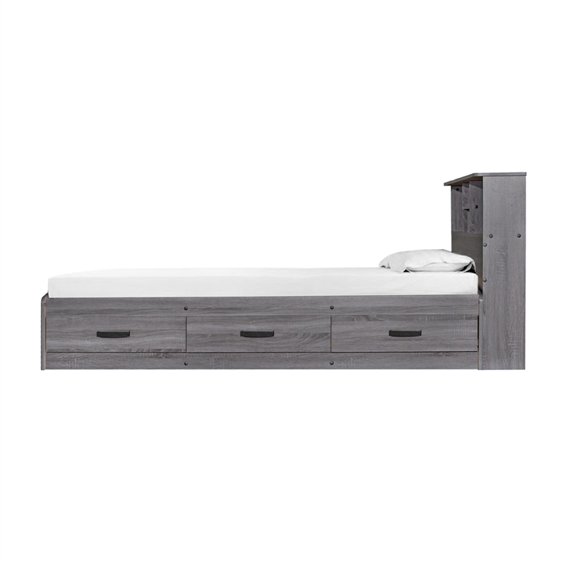 Better Home Products California Wooden Full Captains Bed in Gray