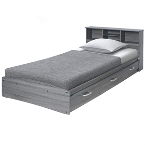 better home products california wooden full captains bed in gray