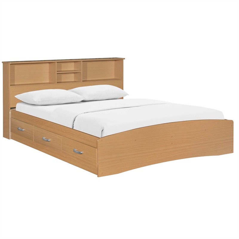 Better Home Products California Wooden Full Captains Bed in Beech (Maple)
