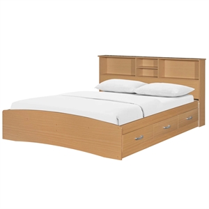 Better Home Products California Wooden Full Captains Bed in Beech (Maple)