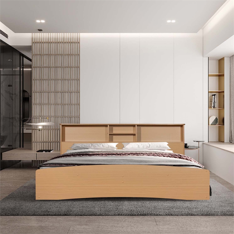 Better Home Products California Wooden Full Captains Bed in Beech (Maple)