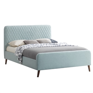 better home products roza velvet upholstered queen bed with headboard light blue