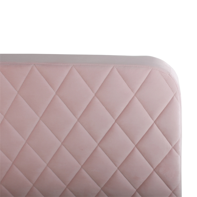Better Home Products Roza Velvet Upholstered Queen Bed with Headboard Light Pink