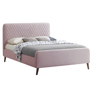 better home products roza velvet upholstered queen bed with headboard light pink
