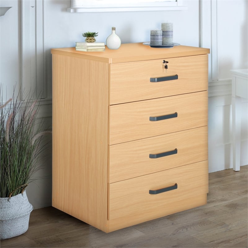 Better Home Products Liz Super Jumbo 4 Drawer Storage Chest Dresser Beech Maple