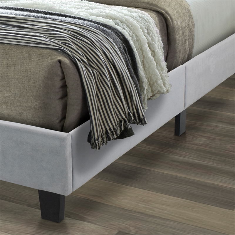 Better Home Products Monica Velvet Upholstered King Platform Bed in Gray