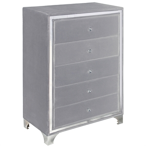 better home products monica velvet upholstered 5 drawer chest dresser
