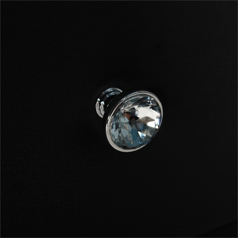 Better Home Products Monica Velvet Upholstered 2 Drawer Nightstand in Black