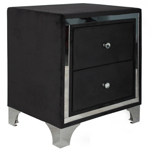 better home products monica velvet upholstered 2 drawer nightstand