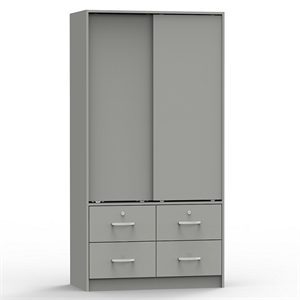 better home products sarah modern wood double sliding door armoire in light gray