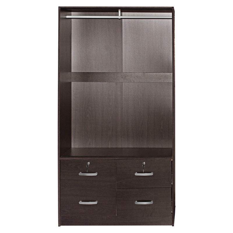 Better Home Products Sarah Modern Wood Double Sliding Door Armoire in Tobacco