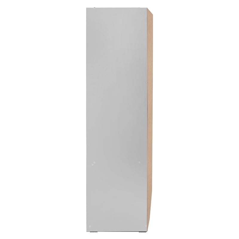 Better Home Products Sarah Double Sliding Door Armoire with Mirror in Light Gray