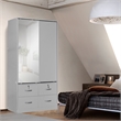 Better Home Products Sarah Double Sliding Door Armoire with Mirror in Light Gray