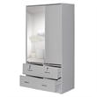 Better Home Products Sarah Double Sliding Door Armoire with Mirror in Light Gray