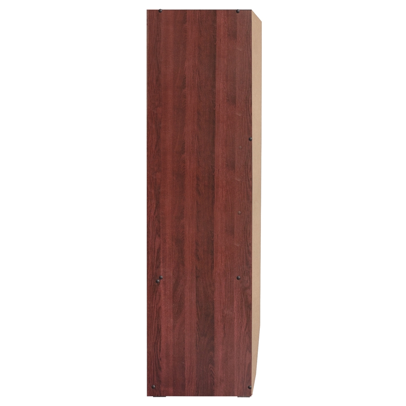 Better Home Products Sarah Double Sliding Door Armoire with Mirror in Mahogany