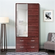 Better Home Products Sarah Double Sliding Door Armoire with Mirror in Mahogany