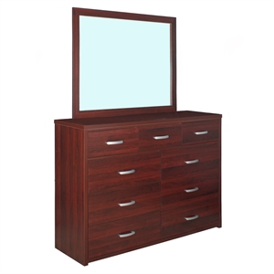 better home products majestic super jumbo 9-drawer double dresser in mahogany