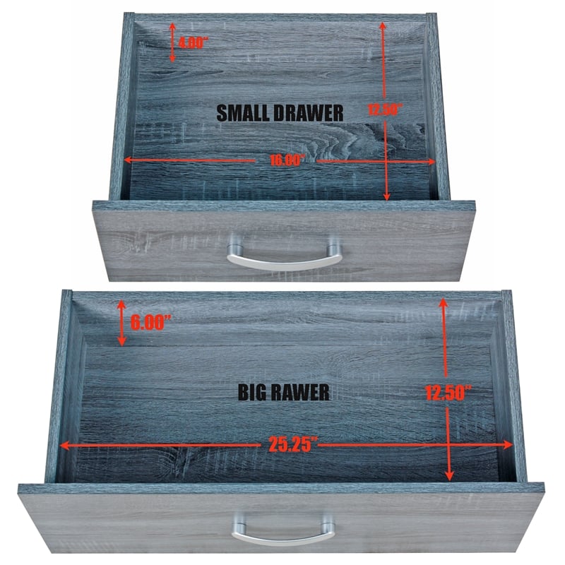 Better Home Products Majestic Super Jumbo 9-Drawer Double Dresser in Gray