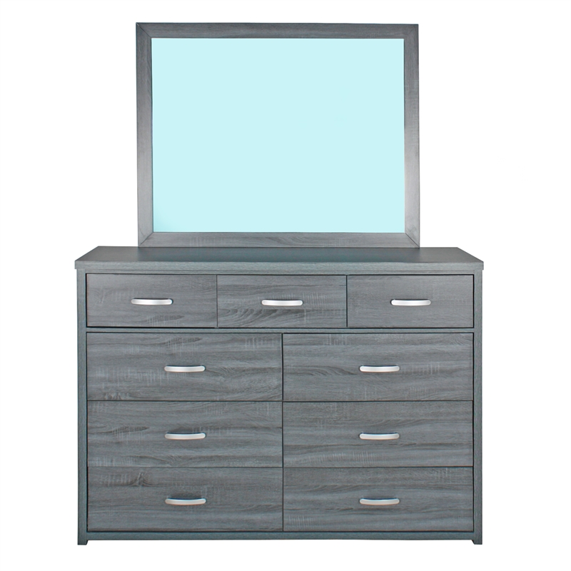 Better Home Products Majestic Super Jumbo 9-Drawer Double Dresser in Gray
