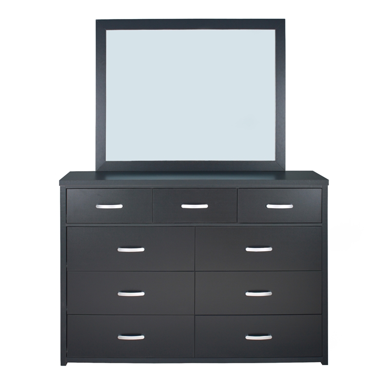 Better Home Products Majestic Super Jumbo 9-Drawer Double Dresser in Black