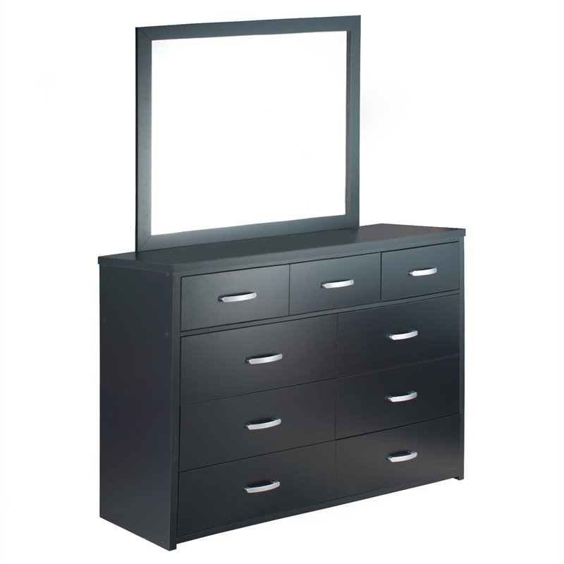 Better Home Products Majestic Super Jumbo 9-Drawer Double Dresser in Black
