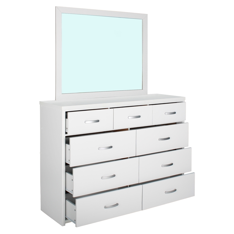 Better Home Products Majestic Super Jumbo 9-Drawer Double Dresser in White