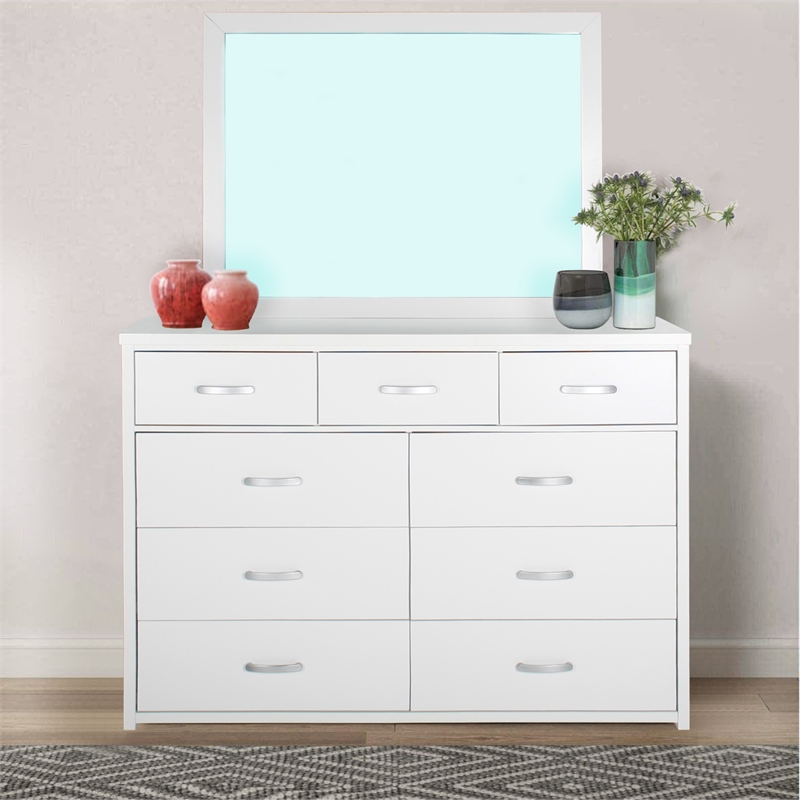 Better Home Products Majestic Super Jumbo 9-Drawer Double Dresser in White
