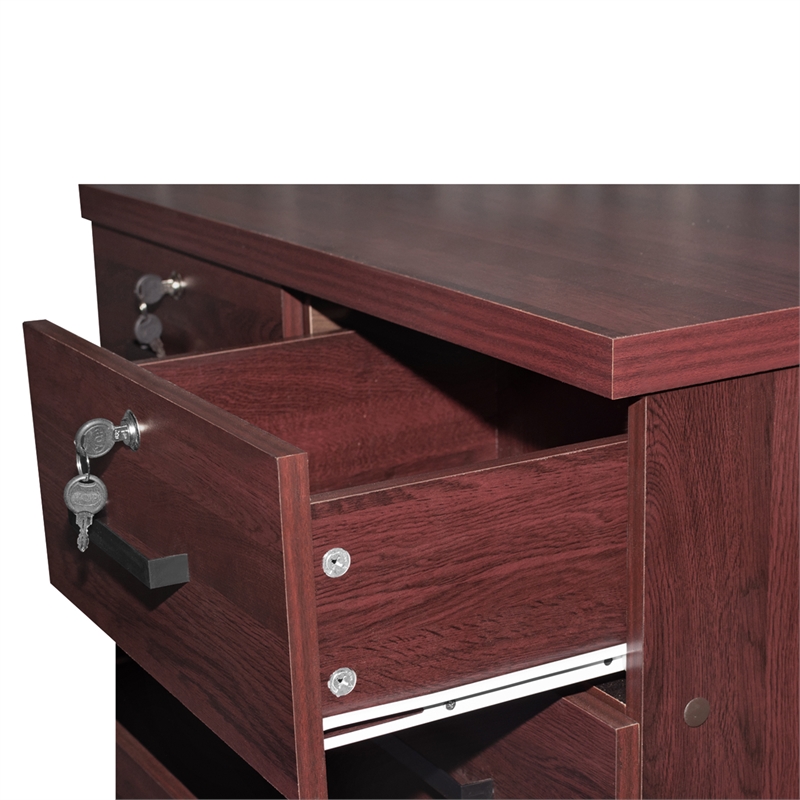 Better Home Products Cindy 7 Drawer Chest Wooden Dresser with Lock in Mahogany