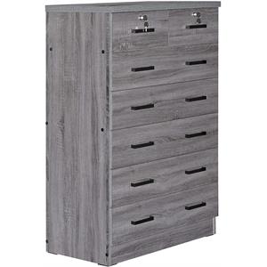 better home products cindy 7 drawer chest wooden dresser with lock in gray