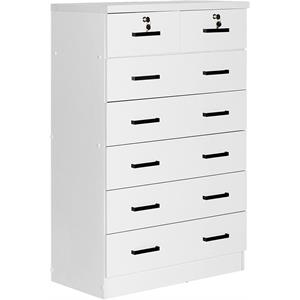 better home products cindy 7 drawer chest wooden dresser with lock in white