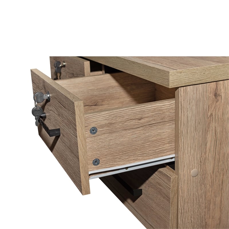 Better Home Products Cindy 7 Drawer Chest Wooden Dresser with Lock - Natural Oak