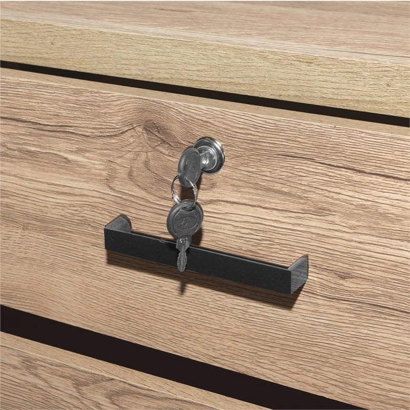 Better Home Products Cindy 7 Drawer Chest Wooden Dresser with Lock - Natural Oak