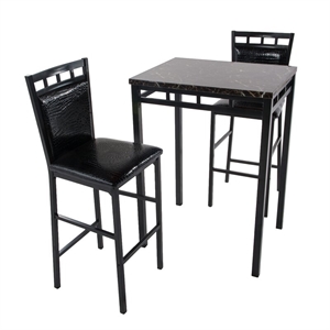 better home products gator counter height metal 3 pc dinette set in black