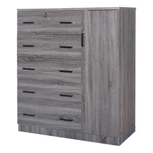 better home products jcf sofie 5 drawer wooden tall chest wardrobe in gray