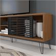 Better Home Products Frizz Mid-Century Modern TV Stand for 70 Inch TV in Walnut
