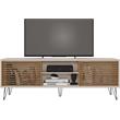 Better Home Products Frizz Mid-Century Modern TV Stand for 70 Inch TV Off White
