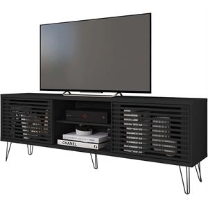 better home products frizz mid-century modern tv stand for 70 inch tv in black