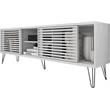 Better Home Products Frizz Mid-Century Modern TV Stand for 70 Inch TV in White