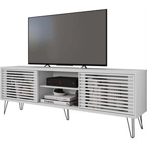 better home products frizz mid-century modern tv stand for 70 inch tv in white