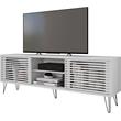 Better Home Products Frizz Mid-Century Modern TV Stand for 70 Inch TV in White