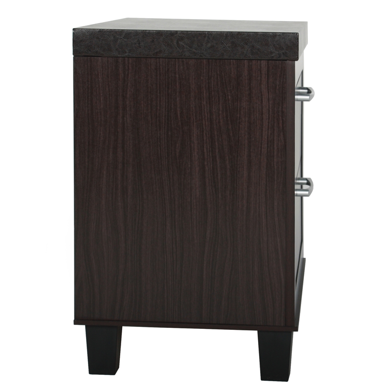 Better Home Products Elegant Mid Century Modern 2 Drawer Nightstand in Tobacco