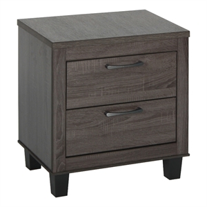 better home products silver fox mid century modern 2 drawer nightstand in gray