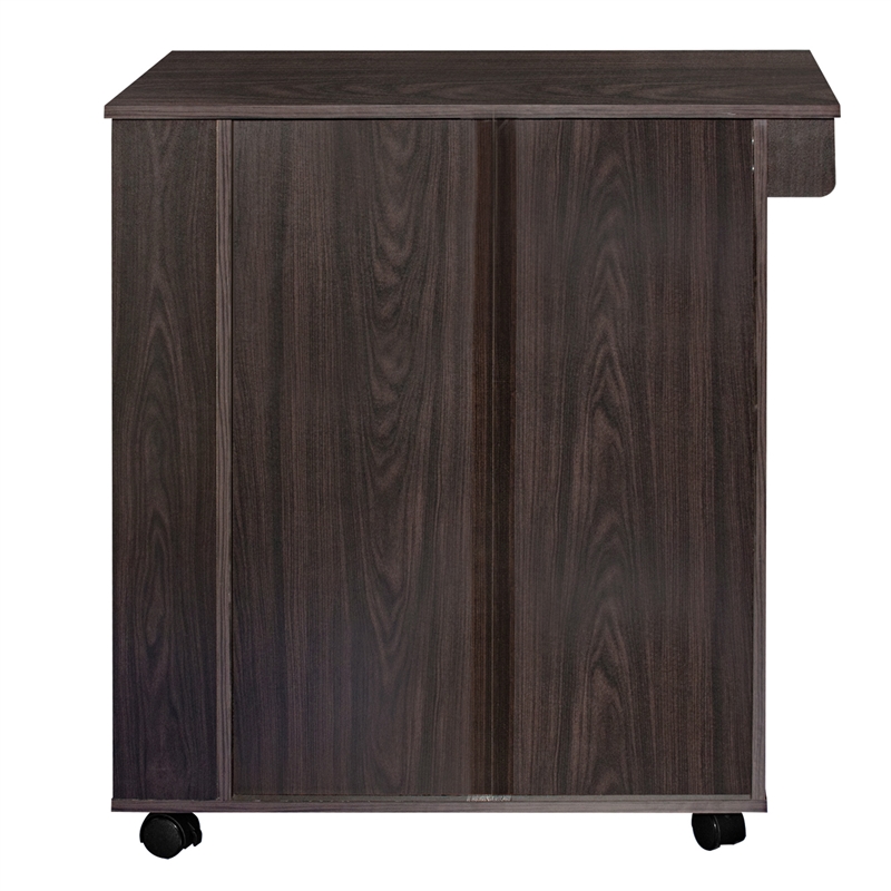 Better Home Products Shelby Rolling Kitchen Cart with Storage Cabinet - Tobacco