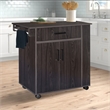 Better Home Products Shelby Rolling Kitchen Cart with Storage Cabinet - Tobacco