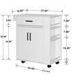 Better Home Products Shelby Rolling Kitchen Cart with Storage Cabinet - White
